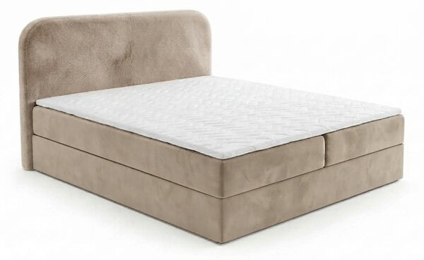Pat tapitat boxspring FORENA 160x200 cm bej Saltea: Saltea cu arcuri Bonell