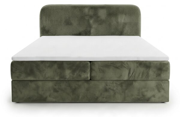 Pat tapițat boxspring FORENA 140x200 cm verde inchis Saltea: Saltea cu arcuri Bonell
