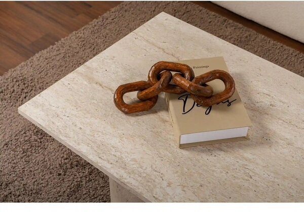 Masuta cafea SABIN, bej cu efect de piatra travertin, PAL, 119x60x40 c