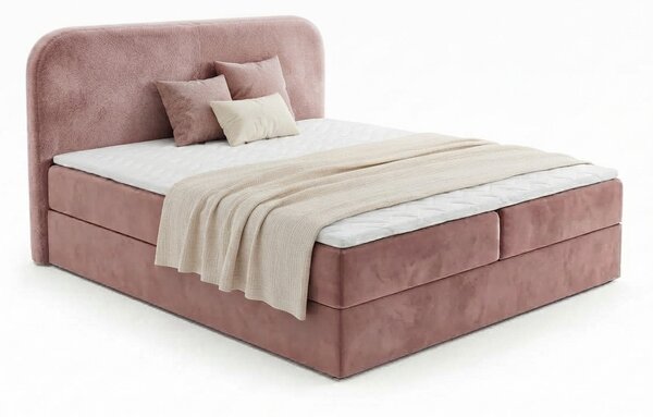 Pat tapițat boxspring FORENA 160x200 cm roz vechi Saltea: Saltea cu arcuri Bonell