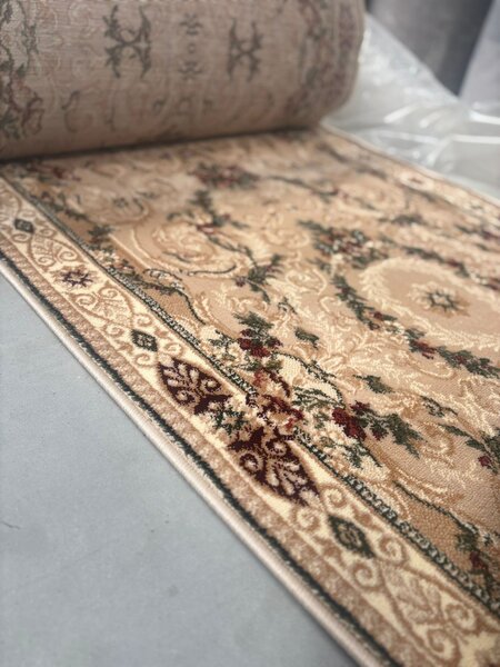 Traversa Hol, Model Clasic 15002 110, Festonata, Latime 100 cm, Crem Bej 100 x 200