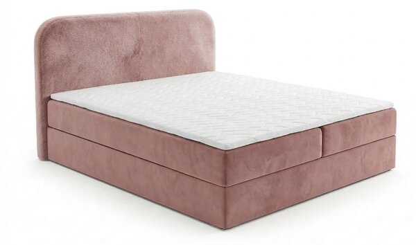Pat tapițat boxspring FORENA 160x200 cm roz vechi Saltea: Saltea cu arcuri Bonell
