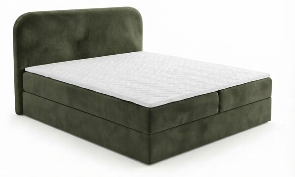 Pat tapițat boxspring FORENA 140x200 cm verde inchis Saltea: Saltea cu arcuri Bonell