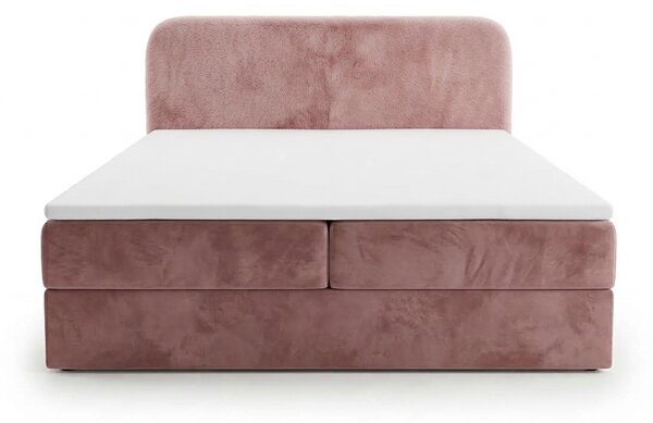 Pat tapițat boxspring FORENA 160x200 cm roz vechi Saltea: Saltea cu arcuri Bonell