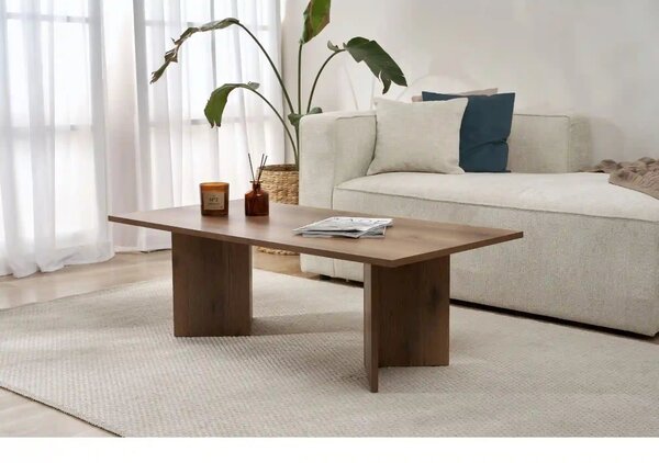 Masuta cafea SABIN, nuc inchis, PAL melaminat, 119x60x40 cm