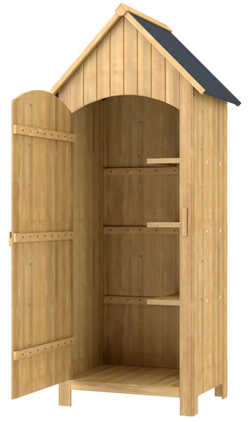 Outsunny Magazie de Scule, casuta de Gradina, sopron din Lemn, Impermeabila cu Usi si Rafturi 77.5x54.2x179.5cm | Aosom Romania