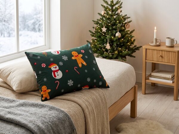 Fata de perna din bumbac OM DE ZAPADA SI TURTA DULCE 50x70 cm, verde
