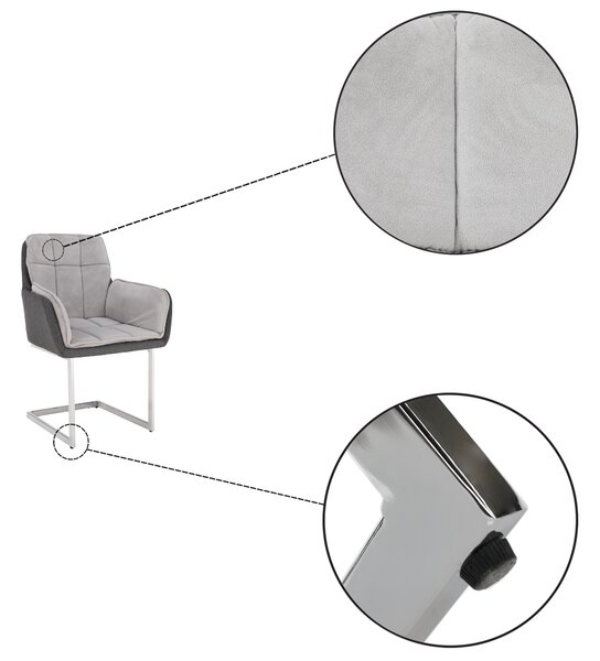 KONDELA Scaun bucătărie, catifea Velvet gri/material textil, CHIMENA