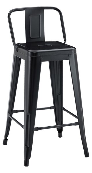 Scaun Bar Cu Spatar Upser Metalic Negru Mat