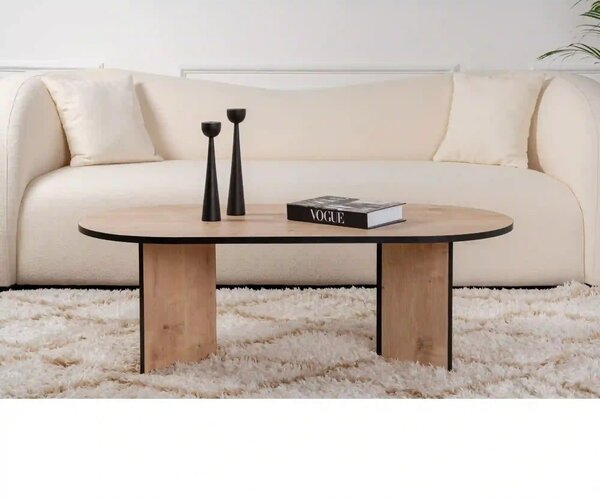 Masuta cafea SABLE, stejar/negru, PAL, 119x60x40 cm