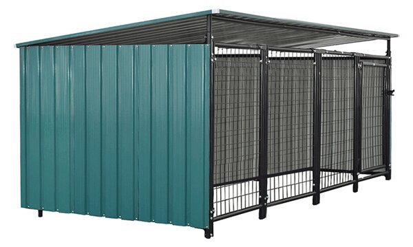 KONDELA Volieră pentru câine, 256x125x100 cm, de culoare verde închis, DOGNY TYP 6