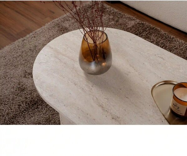 Masuta cafea SABLE, travertin, PAL, 119x60x40 cm