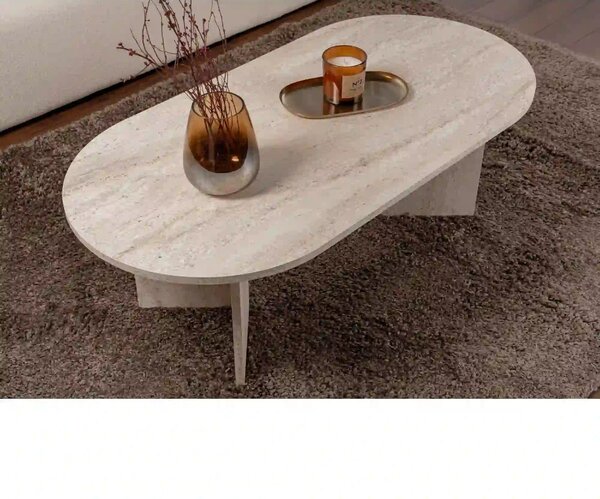 Masuta cafea SABLE, travertin, PAL, 119x60x40 cm