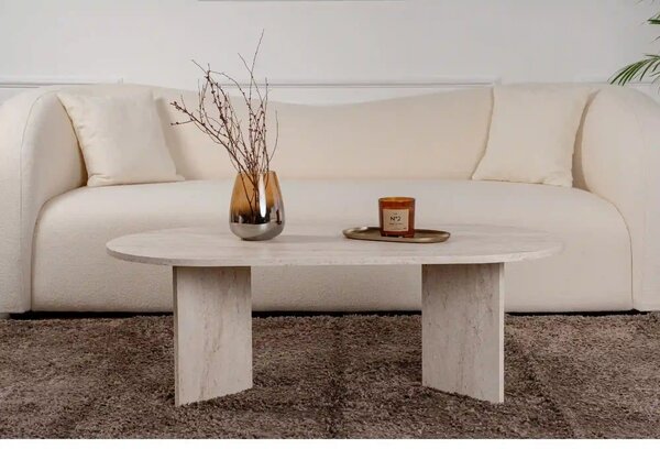 Masuta cafea SABLE, travertin, PAL, 119x60x40 cm