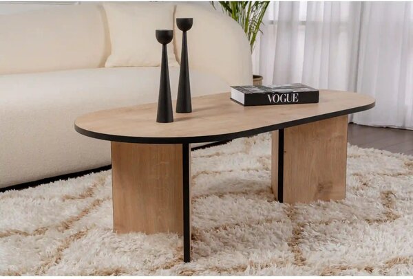 Masuta cafea SABLE, stejar/negru, PAL, 119x60x40 cm