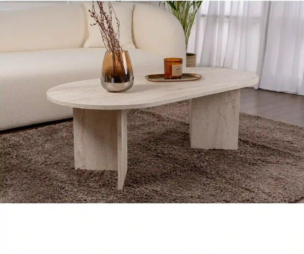 Masuta cafea SABLE, travertin, PAL, 119x60x40 cm