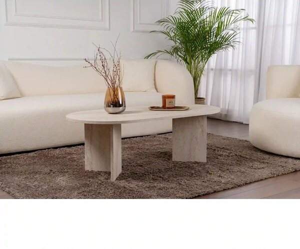 Masuta cafea SABLE, travertin, PAL, 119x60x40 cm