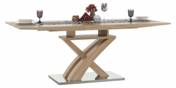 KONDELA Masă dining, stejar, 160-200x90 cm, BONET NEW TIP 2