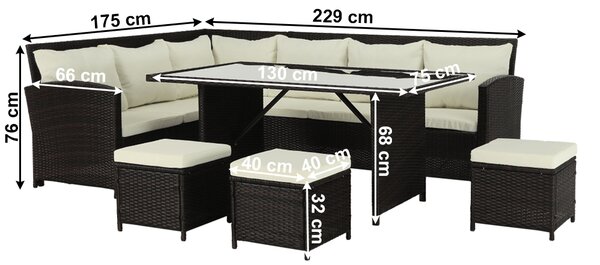 KONDELA Set grădină, maro/crem, STARK NEW