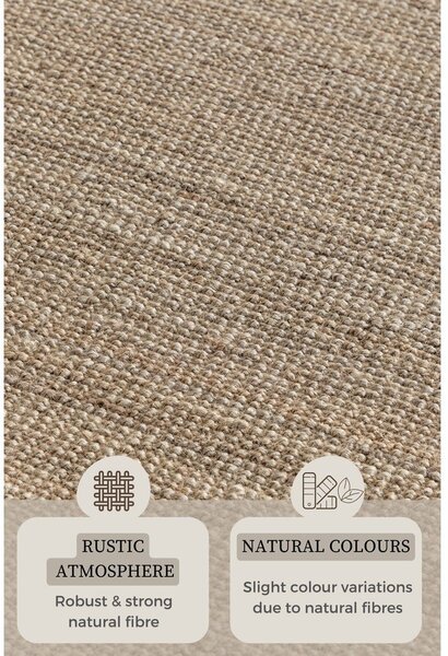 Covor tip traversă taupe din iută 80x200 cm Bouclé – Hanse Home