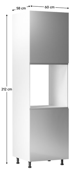 KONDELA Dulap pentru alimente, alb/gri extra lucios, dreapta, AURORA D60P