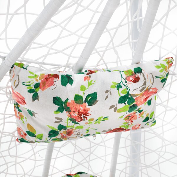 KONDELA Scaun agăţat dublu, alb/model floral, DALVEA 2 NEW