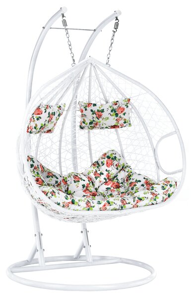 KONDELA Scaun agăţat dublu, alb/model floral, DALVEA 2 NEW