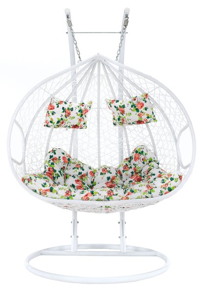 KONDELA Scaun agăţat dublu, alb/model floral, DALVEA 2 NEW