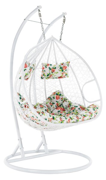 KONDELA Scaun agăţat dublu, alb/model floral, DALVEA 2 NEW