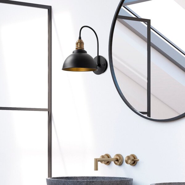 Opviq Aplică de perete Saglam, negru/auriu, înălțime 36 cm, metal, reglabil, Negru, Camera de zi / sufragerie, Metal
