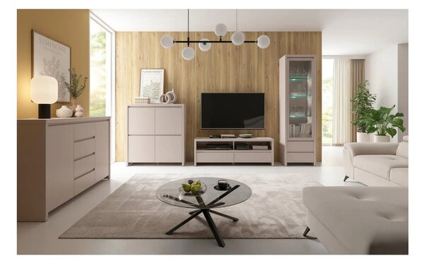 Vitrina KASPIAN, casmir, PAL/sticla, 56x41x201 cm