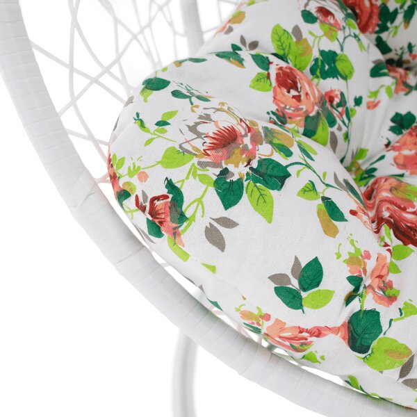 KONDELA Scaun agăţat dublu, alb/model floral, DALVEA 2 NEW