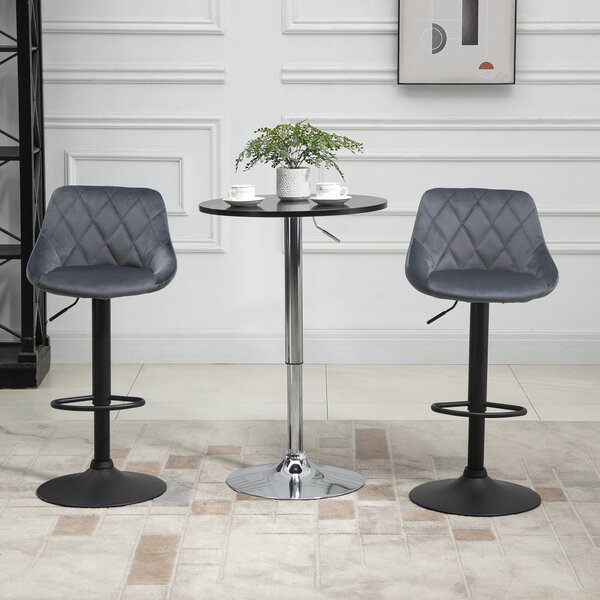 HOMCOM Scaun bar Reglabile in Inaltime cu Spatar, Greutate Suportata 120kg,51.5x48x83-104cm, gri | Aosom Romania