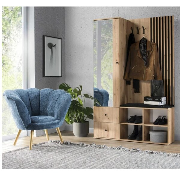 KONDELA Modul pentru hol, stejar artisan / negru, KOLI C
