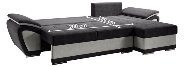 KONDELA Canapea extensibilă, gri deschis/gri închis, dreapta, ENIF ROH