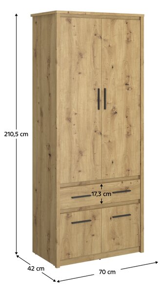 KONDELA Dulap 4D1S/40, stejar Artisan, AIRON