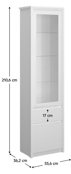KONDELA Vitrină 1D1W1S, albă, ERODIN