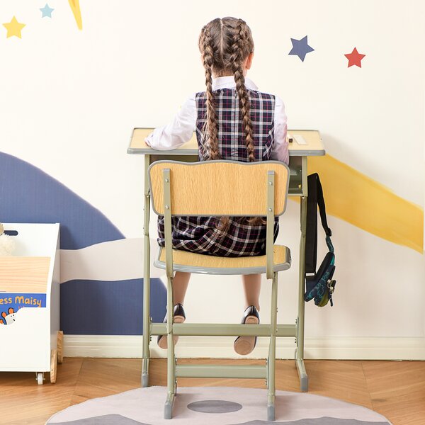 HOMCOM Set Masa Si Scaune Copii Bancă și Scaun Reglabil pentru Copii 6-12 Ani Ergonomic Aosom Romania