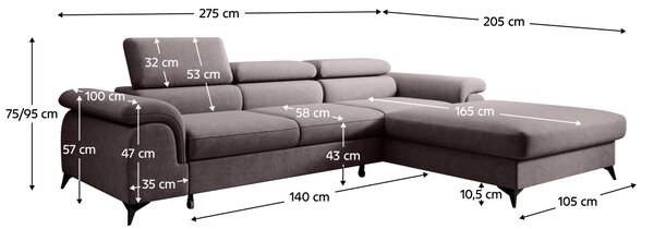 KONDELA Set canapea extensibilă, maro, dreapta, HORTY ROH