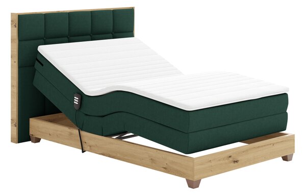 KONDELA Pat electric reglabil, boxspring, verde/stejar artizanal, 120x200, TIANA