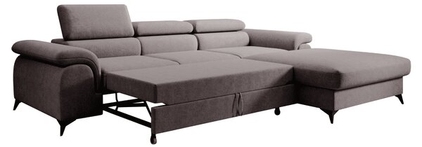 KONDELA Set canapea extensibilă, maro, dreapta, HORTY ROH