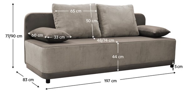 KONDELA Canapea extensibilă, gri-bej Taupe, SENTY