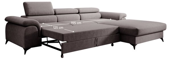 KONDELA Set canapea extensibilă, maro, dreapta, HORTY ROH
