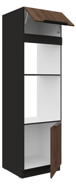 KONDELA Dulap înalt pentru cuptor şi cuptor cu microunde, nuc okapi/negru, MENZO 60 DPM-210 2F
