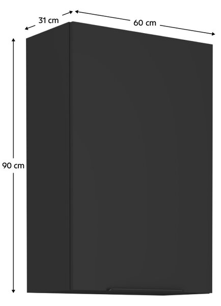 KONDELA Dulap de sus, negru, SIBER 60 G-90 1F