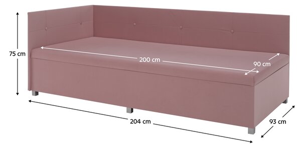KONDELA Pat de zi cu spaţiu de depozitare, roz, AURIA UNI