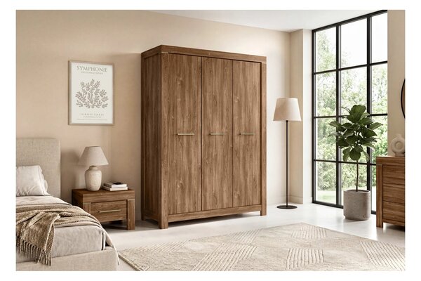 Set dormitor GENT si pat COSALA III 140x200, stejar/bej, dulap cu 3 us