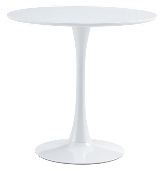 KONDELA Masă dining, rundă, alb mat, diametru 80 cm, REVENTON NEW