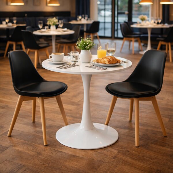 KONDELA Masă dining, rundă, alb mat, diametru 80 cm, REVENTON NEW