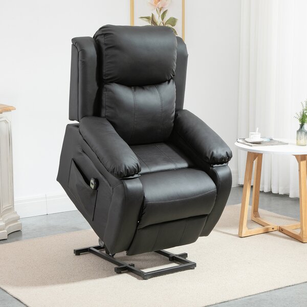 HOMCOM Fotoliu Relax Electric cu Ridicare și Reclinare 160°, Telecomandă, 76x90x105 cm, Negru | Aosom Romania
